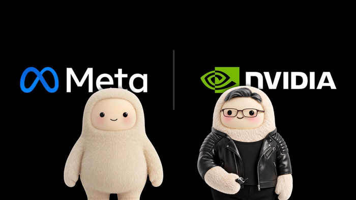 Logo Meta dan NVIDIA berdampingan dalam pengumuman kemitraan infrastruktur komputasi Muse