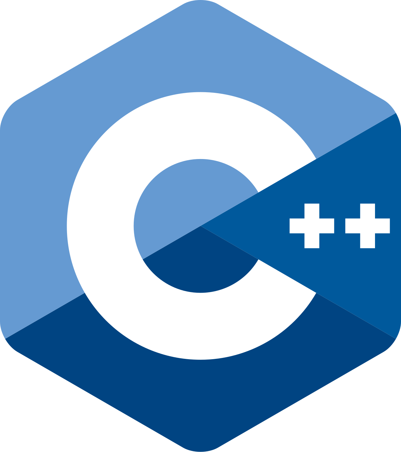 Logo resmi ISO C++ dengan latar belakang biru dan simbol C++ putih